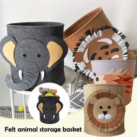Felt Animal Toy Storage Bucket