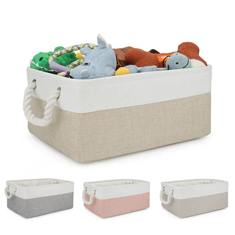 Folding Linen Fabric Storage Basket